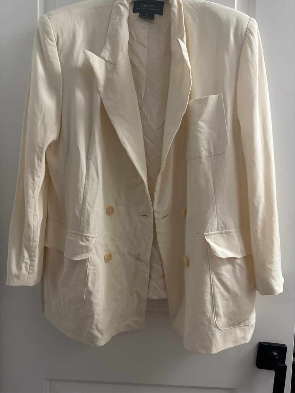 Ralph Lauren Cream Double-Breasted Blazer Jacket